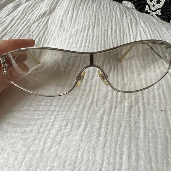 Chanel CC Logo Rimless Sunglasses / Glasses Y2K Crystal Logo Silver Frame - Picture 5 of 12